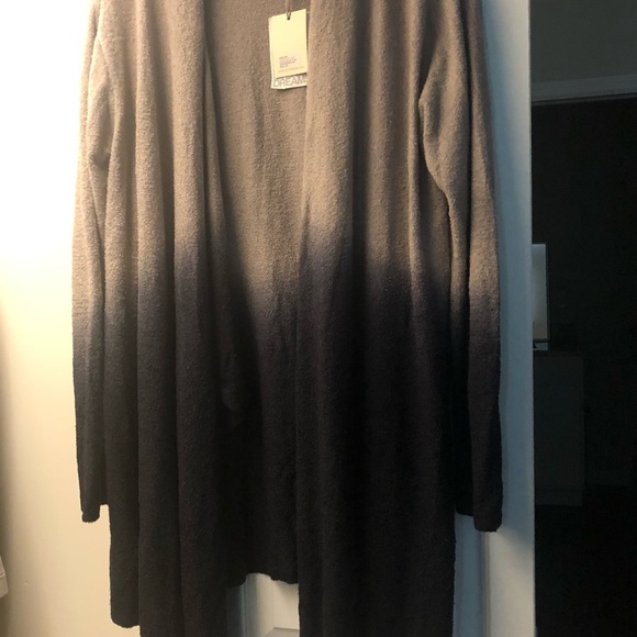 🥳B-DAY SALE❤️NWT BAREFOOT DREAMS Black/Pewter Ombré Cozy Cardigan L/XL - Picture 2 of 8